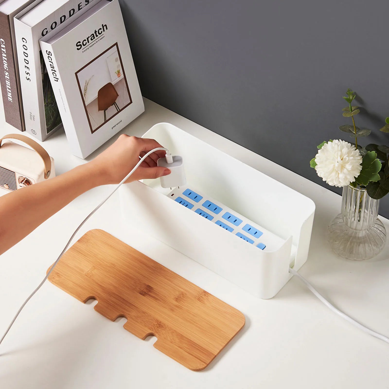 Wood Cable Management Box